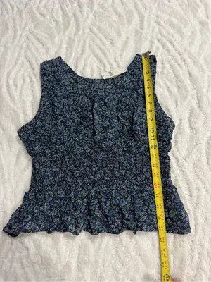 Anthropologie Smocked Chiffon Tank Top NWT Large Floral Peplum Blouse thumbnail 8