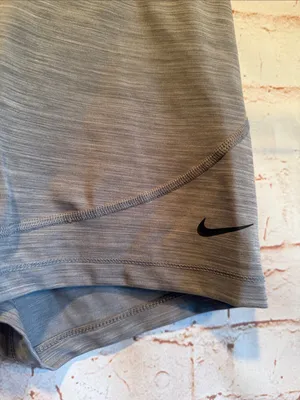 Nike Pro Gray Compression Bike Shorts Black Waistband Large spandex volleyball thumbnail 2