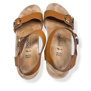 Papillio Birkenstock Wedge Sandals Brown Soley Leather Coastal Boho Womens 39 thumbnail 3
