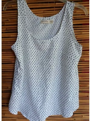 Faded Glory M Workwear White Black Dots Tank Top thumbnail 2