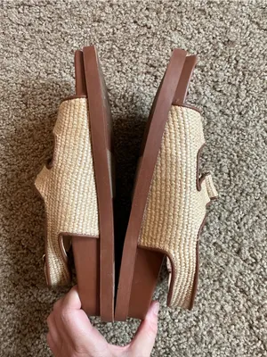 LOFT Tan Woven Dual-Buckle Sandals with Brown Footbed thumbnail 5
