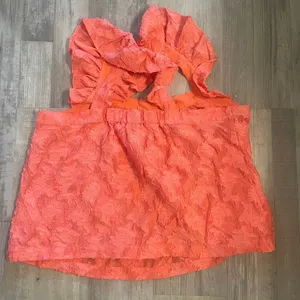 By Anthropologie Amber Tank Top Coral Ruffle Criss-Cross Straps Textured size XL thumbnail 12