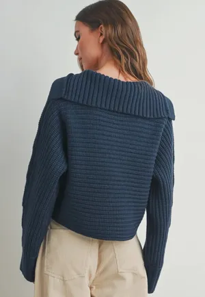 Boutique Navy Oversized Sweater thumbnail 4