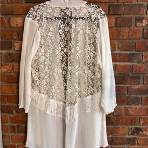 Christine Fairbanks womens delicate romantic lace open front cardigan cream M thumbnail 5