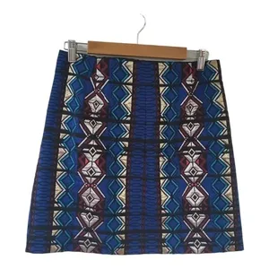 J.Crew Womens Mini Skirt Size 0 Blue Windowpane Geometric Jacquard Zip Aztec thumbnail 6
