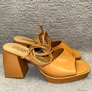 Ego Women's Shoes Beige Size 9 Faux Leather Dreamer Block Heel Ankle Tie Sandals thumbnail 14