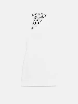 ZARA White One-Shoulder Mini Dress with Polka Dot Scarf thumbnail 7