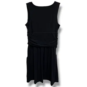Athleta Jura Sleeveless Black V Neck Empire Waist Pocket Dress Women's M L Tall thumbnail 5
