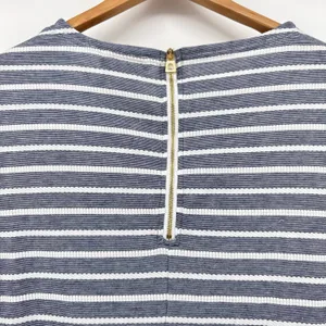 Sail to Sable Blue White Striped Ribbed Knit Shift Dress XL Exposed‎ Back Zipper thumbnail 4