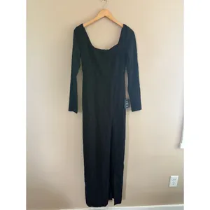 Lulus Save a Little Bliss For Me Black Long Sleeve Bodycon Maxi Dress Medium NWT thumbnail 3