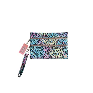 NWT Peachy Keen Versi Bag Neon Leopard Print Wristlet Pouch thumbnail 4
