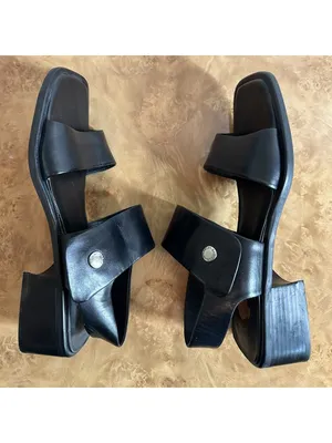 Harley-Davidson Black Leather Comfort Sandals Women's Size 8.5 Block Heel Moto thumbnail 4