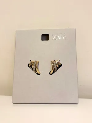 Zara Trendy Stack Stacked Gold Metal Ear Cuff Huggies Earrings Rhinestones NWT thumbnail 2