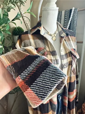 Natural Reflections Plaid Flannel Button Up Shirt Fall Shacket Small thumbnail 3
