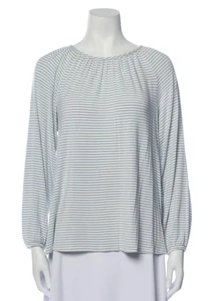 LAKE‎ Pajamas Pima Long Sleeve Top Womens L Blue Striped Modal Lounge Sleepwear thumbnail 1