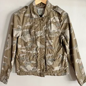 Old Navy Camo Utility Jacket Women’s M Military Cargo Lightweight Cotton thumbnail 1