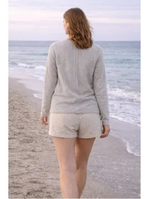 Barefoot Dreams CozyChic Ultra Lite Gray Tie Front Pullover‎ Sweater Size S thumbnail 6