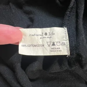 Natural Life Wide Leg Jumpsuit Overalls Womens Large Black Gauze Cotton Pocket L thumbnail 11