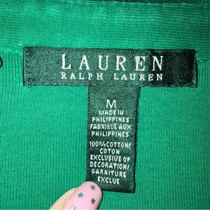 Lauren Ralph Lauren Green Polo Shirt Crest Logo Cotton M Preppy Academia School thumbnail 3