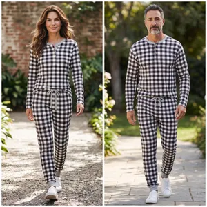 Honest Baby Clothing Black/White Matching Pajama Set Organic Cotton Men L Wmn S thumbnail 2