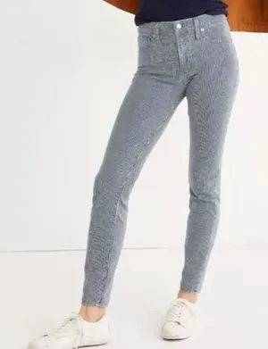 Madewell 9”mid rise piper striped skinny jeans 32 thumbnail 1