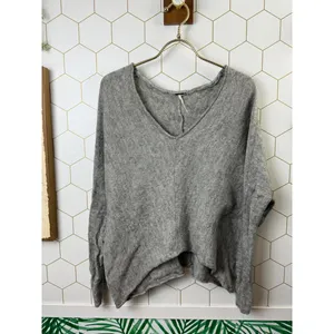 Free People Gray Wool Blend Slouchy Scrunch Sleeve Sweater - Size - Medium thumbnail 6