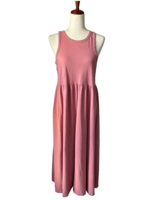 J.Crew Knit Cutaway Tank Maxi Dress in a faded dusty pink shade. thumbnail 3