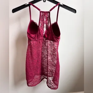 Gilligan & O'Malley Lace Chemise in Rich Burgundy thumbnail 2