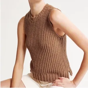 Abercrombie & Fitch brown shaker knit sweater tank top vest small thumbnail 2
