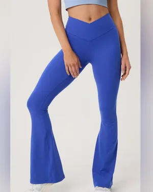 NWT OFFLINE By Aerie Real Me High Waisted Crossover Flare Legging thumbnail 1