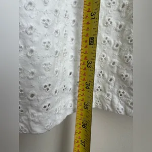Free People dress white eyelet puff sleeve open back Peasant L thumbnail 9