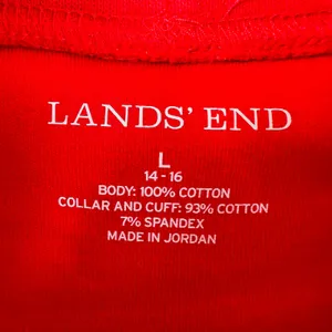 Lands End Red Mock Neck Long Sleeve Cotton Shirt Large 14-16 thumbnail 5