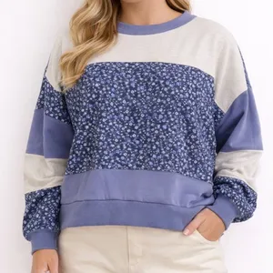NEW Altar’d State Blue Floral Pullover Sweatshirt Size XL NWT thumbnail 1