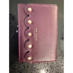 Ted Baker London Burgundy Leather Scalloped Pearl Card Holder Wallet thumbnail 2