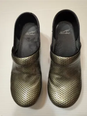 Dansko Patent Geometric Embossed Professional Clogs Shoes Green Nursing Size 10 thumbnail 7
