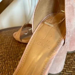 J.Crew light pink suede rounded block heel sandals size 6 thumbnail 8