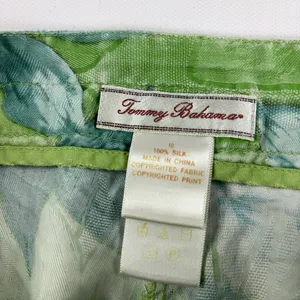 Tommy Bahama Shorts Womens 10 Green Silk Jacquard Floral Cargo Tropical Travel thumbnail 8