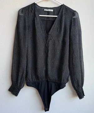 Abercrombie & Fitch Bodysuit Women’s Small Polka Dot Sheer Balletcore Fairycore thumbnail 1