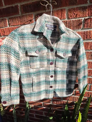 ZARA Combination Green Plaid Italian Fabric Jacket XS thumbnail 1