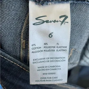 Seven7 High-Rise Raw Hem Cropped Fashion Jeans Dark Wash Denim Straight Leg thumbnail 10