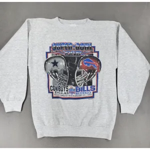 Tultex Vintage Buffalo Bills Dallas Cowboys Super Bowl Crew Neck Sz XL Gray 1993 Helmet thumbnail 1