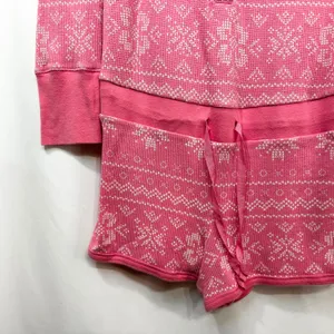 Victoria's Secret Large Sleep Romper Pink Y2K Long‎ Sleeve Thermal Argyle 1628 thumbnail 6