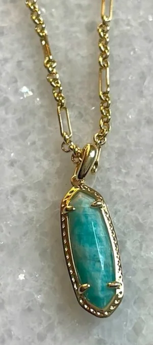 Kendra Scott pendant necklace genuine stone 14K gold over brass jewelry New OS thumbnail 1