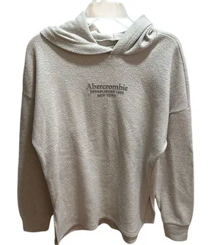 Abercrombie & Fitch Soft AF Cozy Hoodie Oatmeal Beige Embroidered‎ Logo Small thumbnail 1