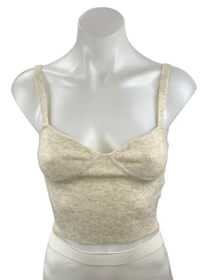 Aritzia Wilfred Beige Wool Cashmere Knit Bustier Corset Cami Tank Crop Top Sz S thumbnail 1