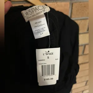 NWT L*Space Sungazer Dress Black Beach Cover Up Deep V Neck Size Small thumbnail 7