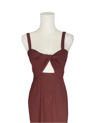BHLDN - Brown Twist Front Cutout Midi Dress Size 0 thumbnail 3