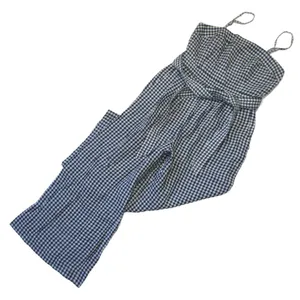 NWT J.Crew Tie-waist Linen Jumpsuit in Navy White Gingham Belted 1-Piece 4 thumbnail 7