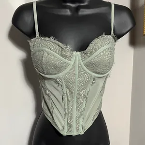 Garage XS Shadow Green Chrishell Lace Mesh Bustier Corset thumbnail 1