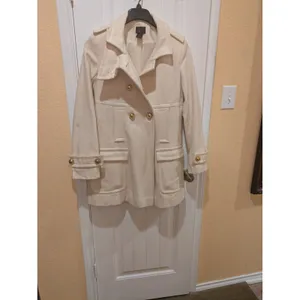 Womens ~Via~ Ivory Wool Peacoat Lined Long Sleeve Jacket Size M thumbnail 5